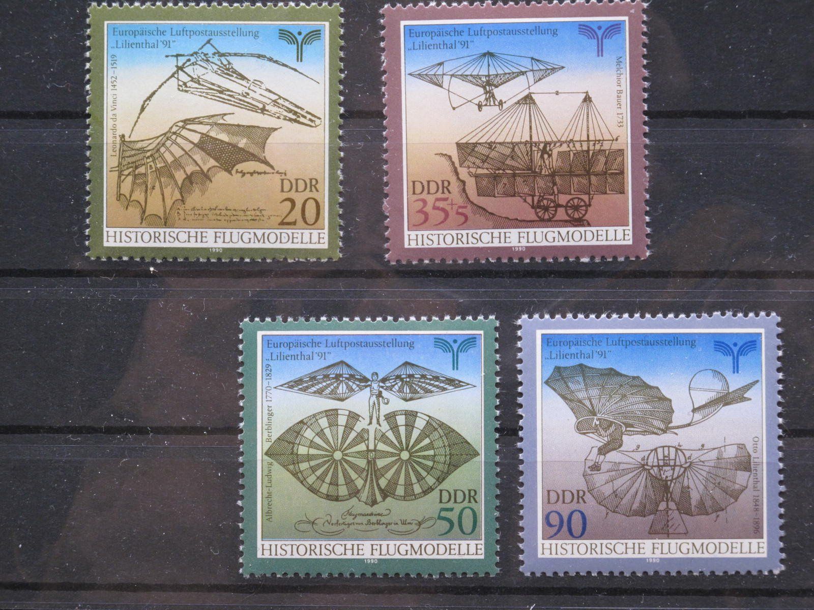 Tutti i francobolli: DDR 1990 Historische Flugmodelle ** – Usato da Wil SG venduto da fva01