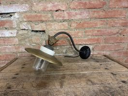 KE1482 Alte Messing Lampe Hof Bauernhof Wandlampe Vintage