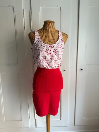 PINK LOOP - Kleid rot-weiss XS
