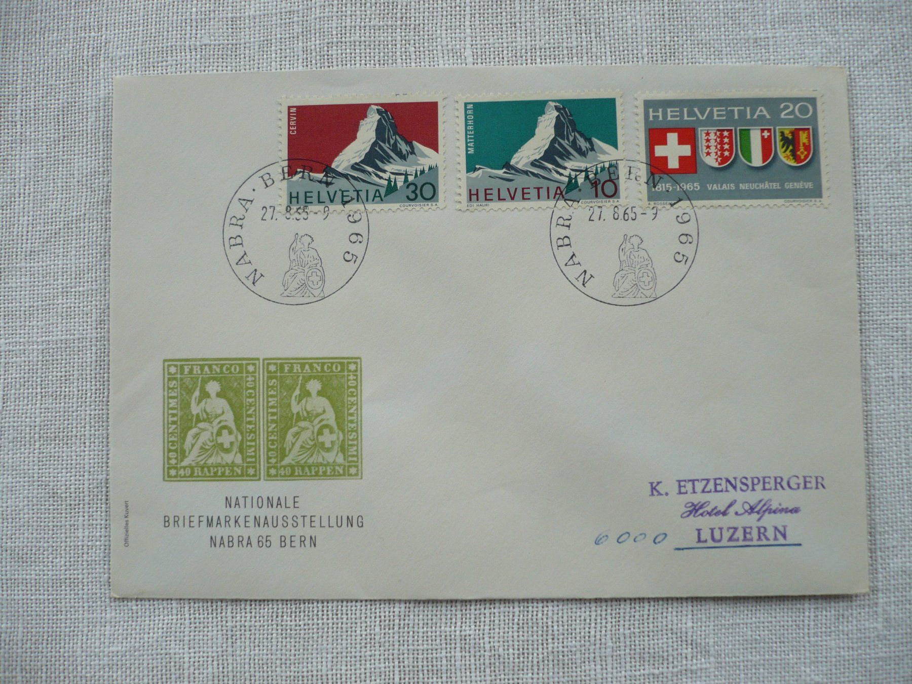 Tutti i francobolli: 1965 NABRA Ausstellungs-Beleg, Bern – Usato da Zürich venduto da saltandpepper008