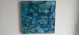 Abstrakte Malerei blau Grösse 50x50cm neuwertig