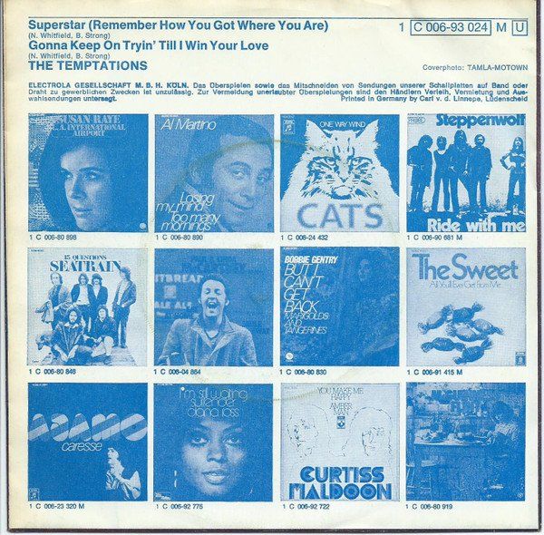 Dischi in vinile: TEMPTATIONS  7" Single Superstar Germany 1971 Soul – Usato da Thun venduto da Pemoya 1