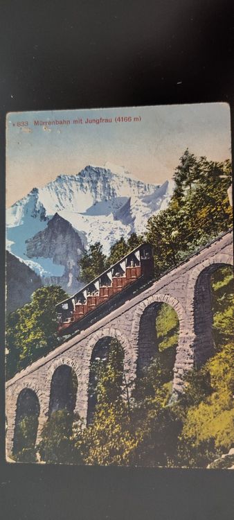Alte AK Mürrenbahn mit Jungfrau, dat. 1916 (Gebraucht) in Ohmstal für ...