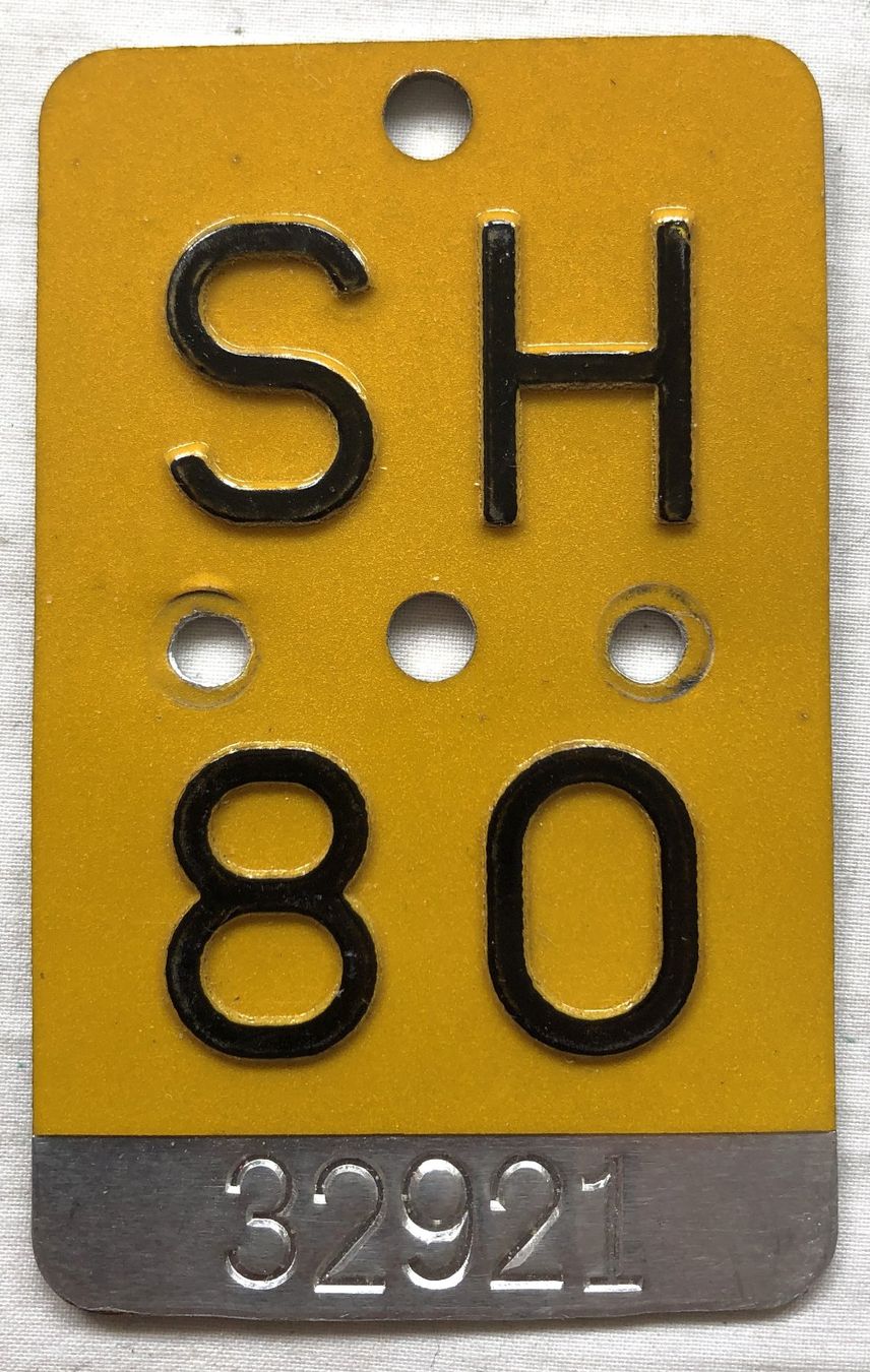 Schilder: Velo - Nummernschild - SH 80 – Gebraucht aus Schaffhausen von durruti