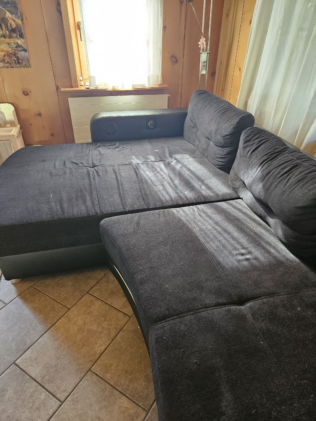 Divani: Ecksofa schwarz Stoff mit integrierten Lautsprechern  – Usato da Davos Platz venduto da egl_h2gt 5