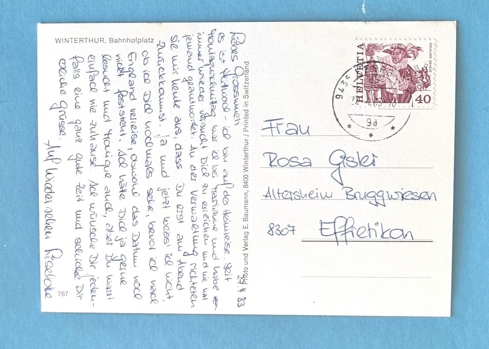 Cartoline postali: Winterthur - Bahnofplatz - Trolley Bus – Usato da Rothrist venduto da RROENK 1