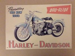 Harley-Davidson Duo-Glide Werbeschild 1958 Blechschild