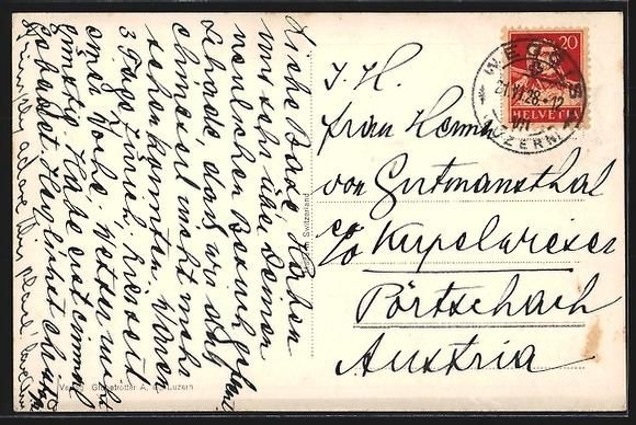 Cartoline postali: AK Weggis, Panorama mit Kirche, 1928 – Usato da Berlin venduto da bartko-reher 1