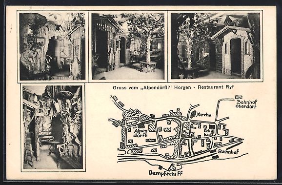 Ansichtskarten: Horgen, Stadtplan mit Alpendörfli, Kirc – Gebraucht aus Berlin von bartko-reher