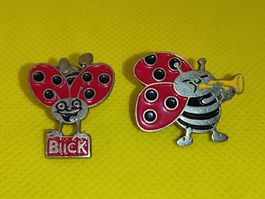 2er Set Blick Marienkäfer Pins – Sammler Anstecknadeln