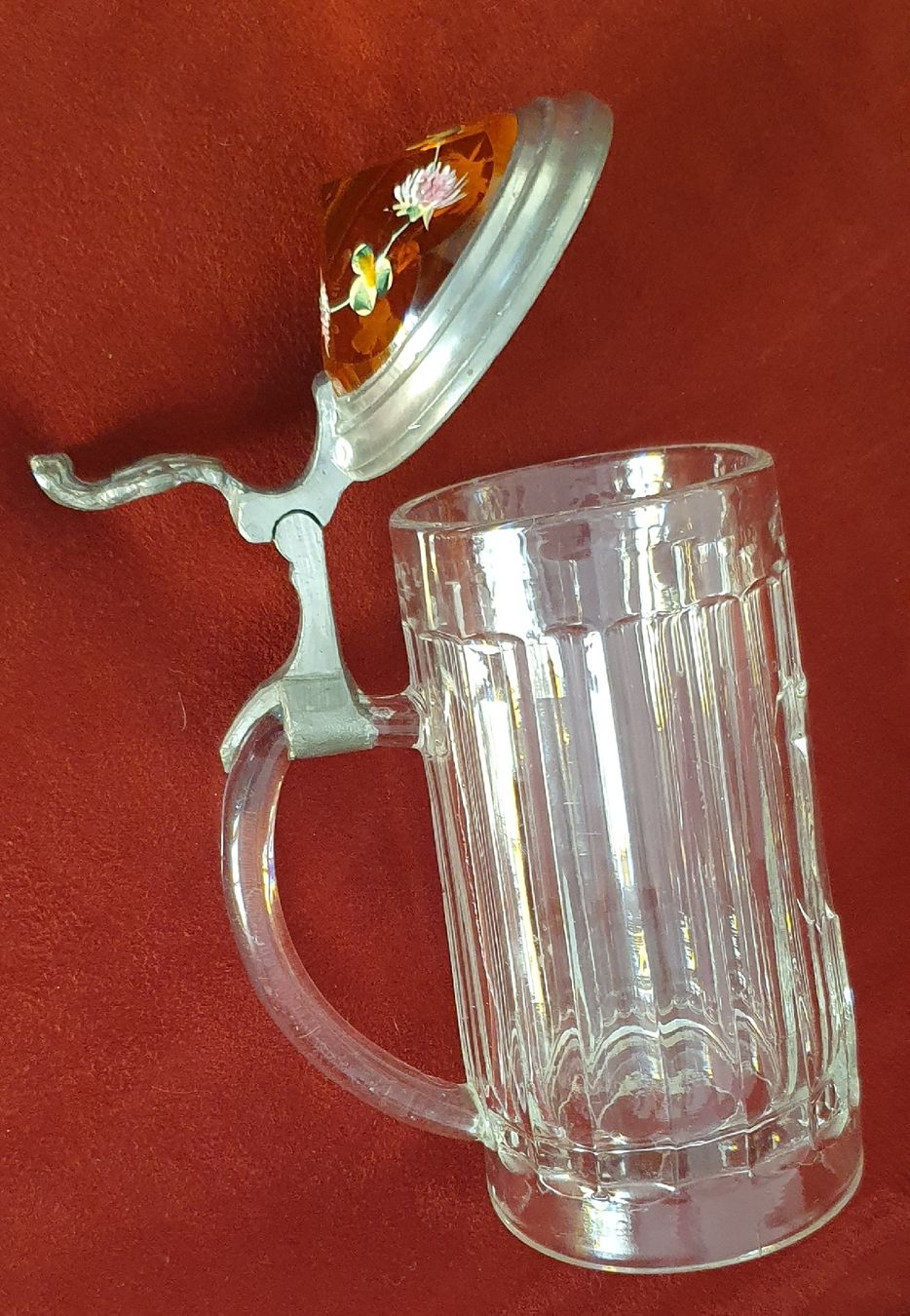 Gläser: antiker Bier-Glaskrug mit wunderschönen Farb-Prismadeckel – Gebraucht aus Kreuzlingen von Rschweiz1 6