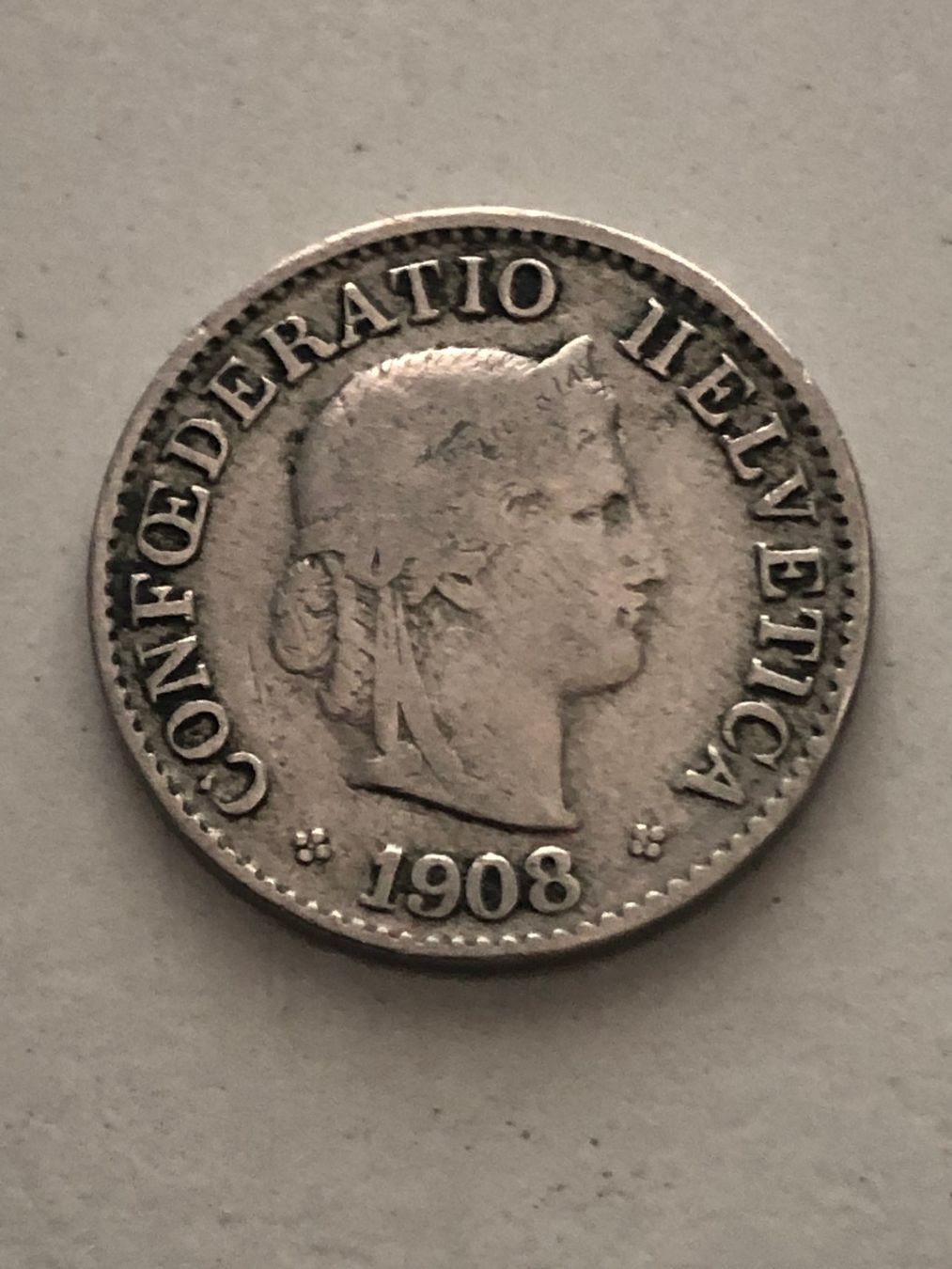 Tutti le monete: Abart 5 Rp. 1908 H ohne Querstrich – Usato da Schötz venduto da Odpa