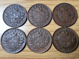 Lot 2 Rappen 1925/37 - Lot 6 Stück!