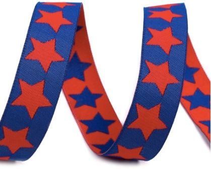 Sonstiges zum Basteln & Handarbeiten: Webband Sterne blau rot 17mm – Gebraucht aus Winterthur von nuggi88