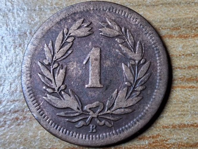 Alle Münzen: 1 Rappen 1857 – Gebraucht aus Münchenstein von purbach1 5