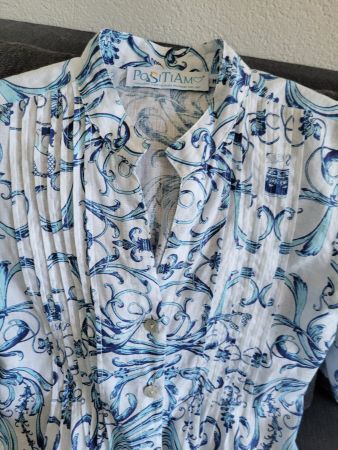 Positano Sommerkleid Gr M, blau-weiss gemustert, Top Zustand