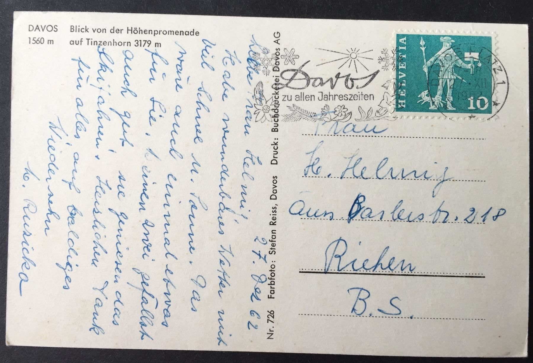 Cartes postales: DAVOS Blick von der Höhenpromenade – D'occasion à Jona par philajona 1