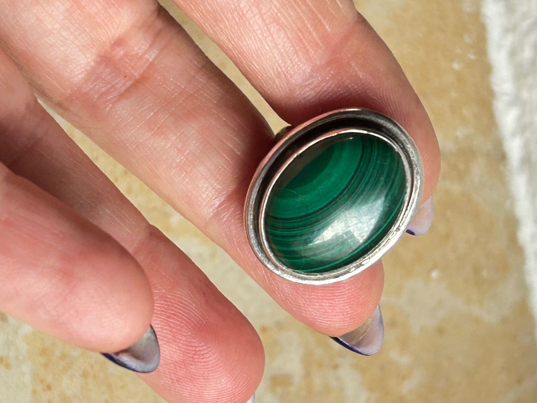Ringe: Vintage Silber Ring Malachit Stein (gr.51) – Gebraucht aus Laufen von belleskulptur 5
