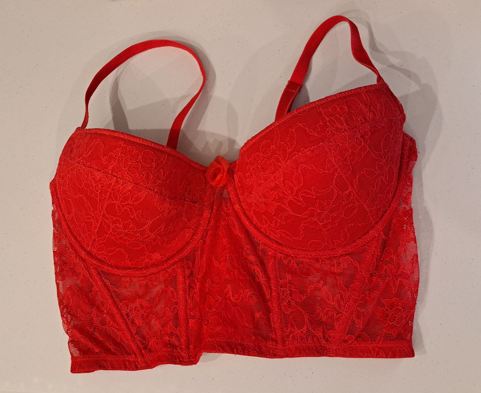 Altra biancheria intima: Spitzen-Bustier/Corsage, Rot – Nuovo (secondo la descrizione) da La Neuveville venduto da Vestiaire_2011