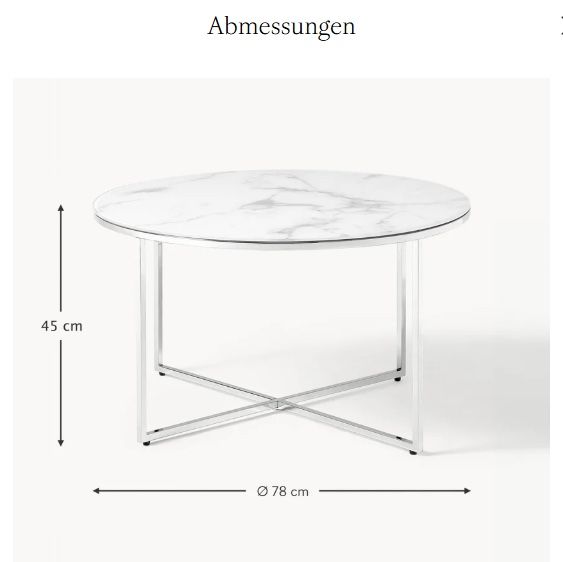 Westwing Tavoli: Runder Couchtisch mit Glasplatte in Marmor Optik – Usato da Zürich venduto da mickeey 1