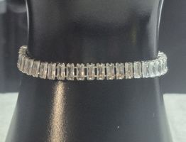 Bracciale donna zirconi rettangolari regolabile argento