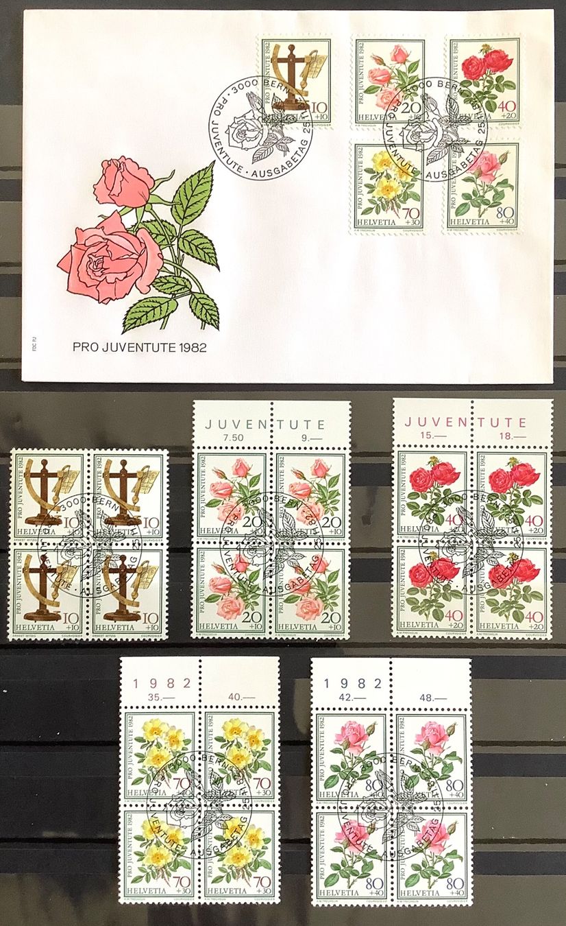 Tous les timbres: 1982 Pro Juventute FDC + Viererblock Serie ET – Neuf (Voir description) à Liestal par Skunk02