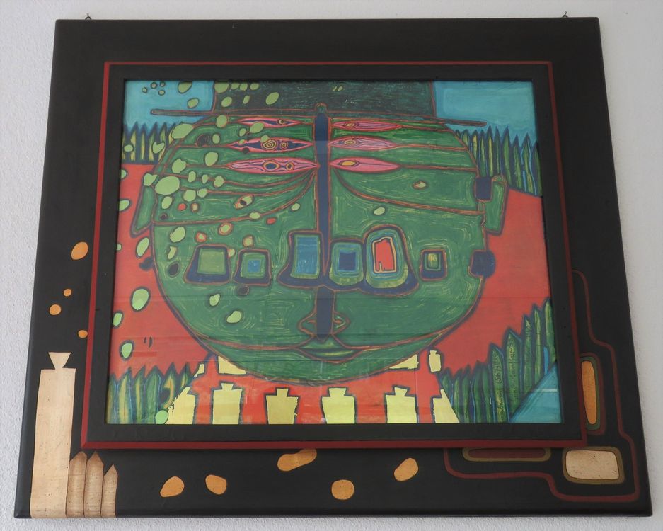 Hundertwasser, Dreiäugiger grüner Buddha mit Hut von 1963 | Kaufen auf ...