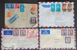 NEPAL: 4 pièces postales des années 1962, vers la Suisse