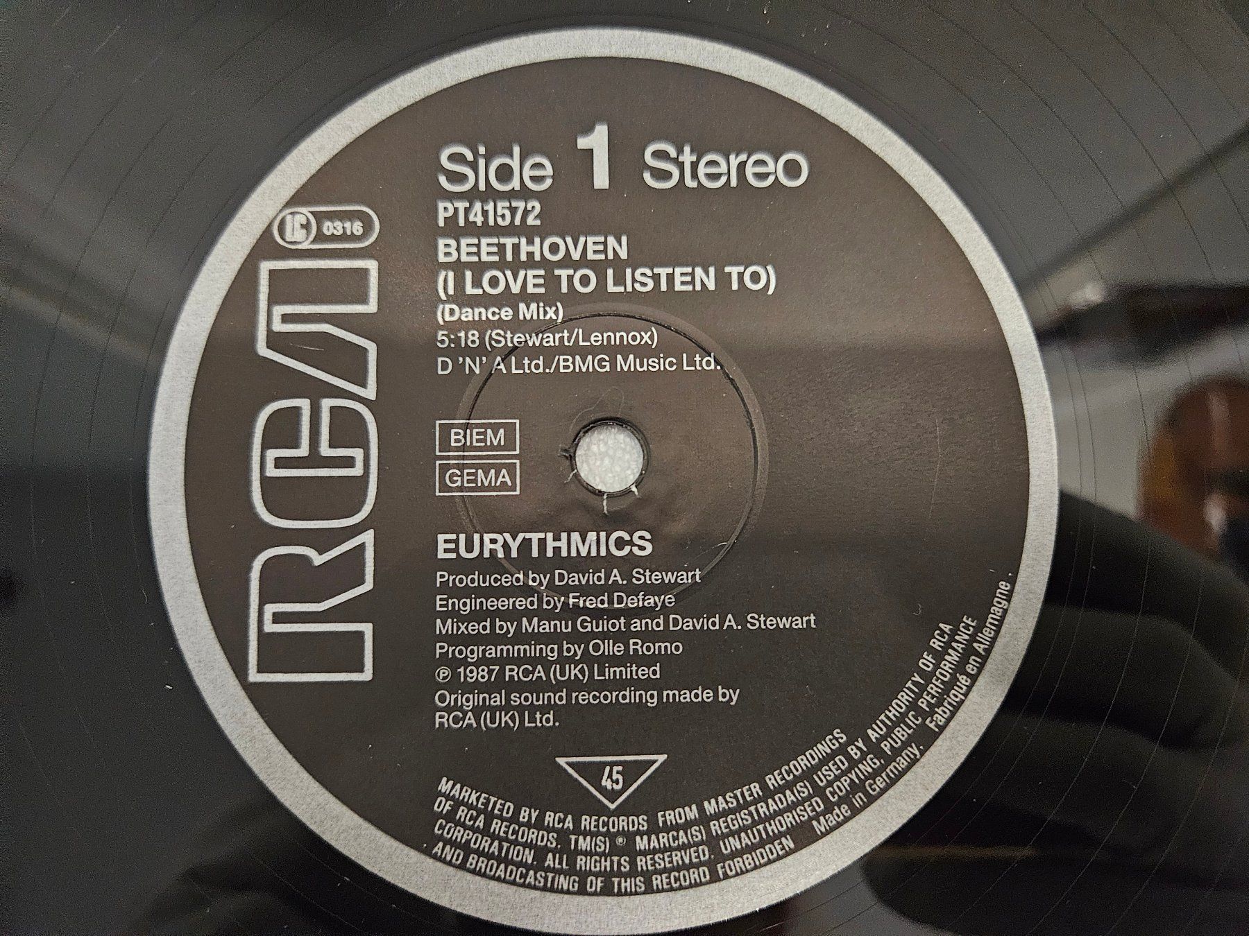 Dischi in vinile: Eurythmics – Beethoven (Maxi, Synth-pop) – Usato da Uster venduto da Vinyl-Leidenschaft 3