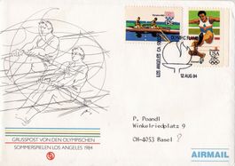 Olympische Sommerspiele Los Angeles 1984 Grusskarte Brief