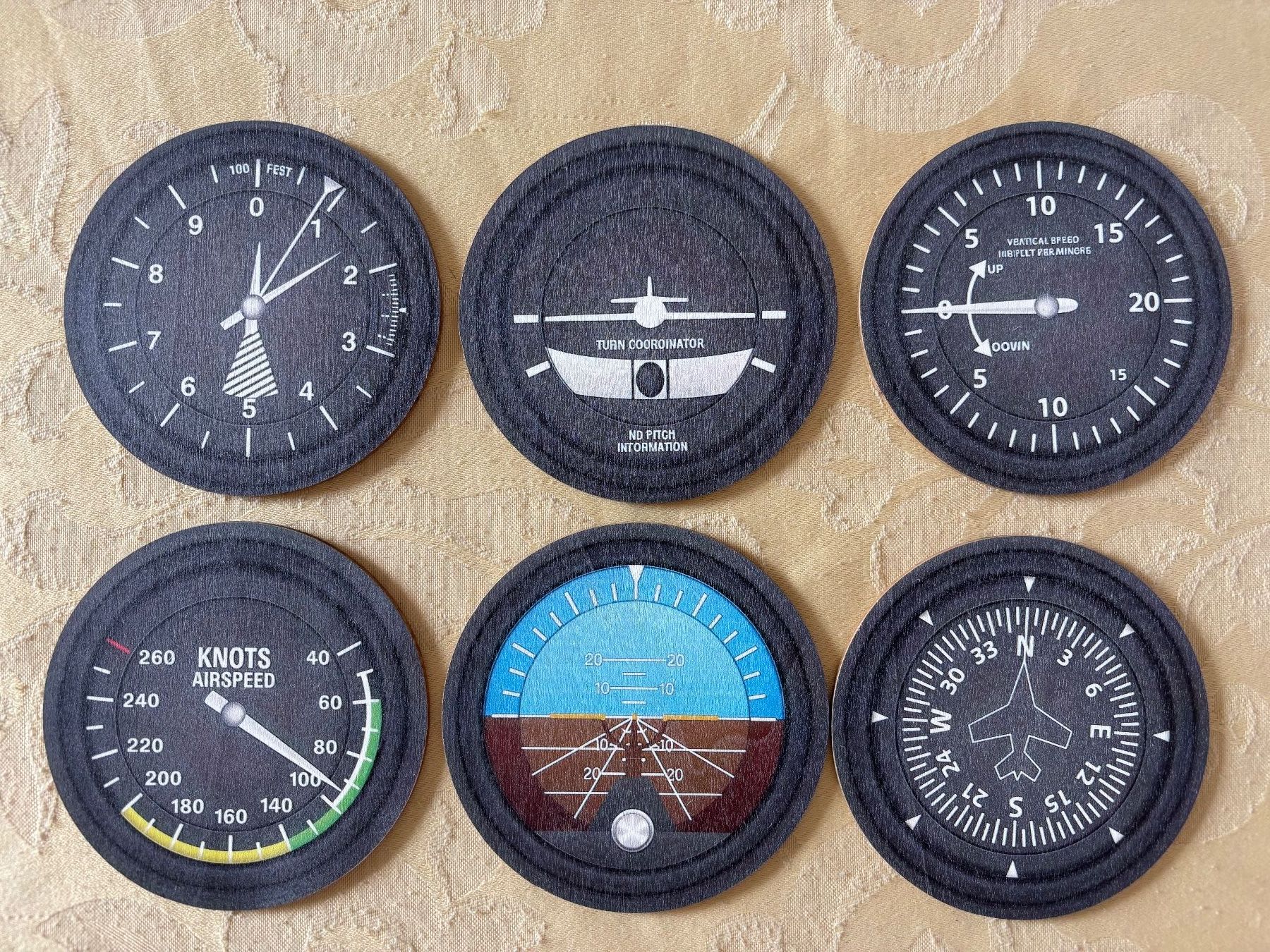 Sottobicchieri: 6 Glasuntersetzer Cockpitinstrumente – Nuovo e nell'imballaggio originale da Hochfelden venduto da aviatikboerse_top