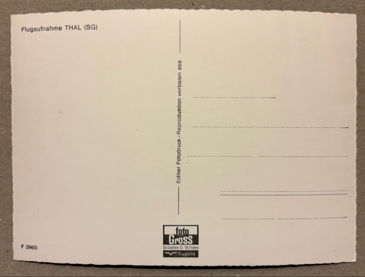 Cartoline postali: Flugaufnahme Thal SG – Usato da Luzern venduto da Balbel 1