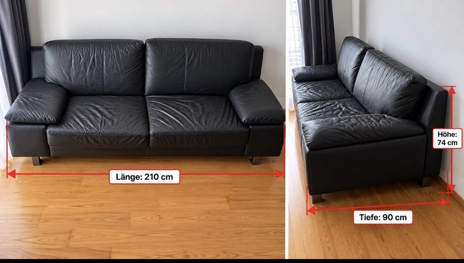 Sofas: Ledersofa schwarz – D'occasion à Büron par B1893 2