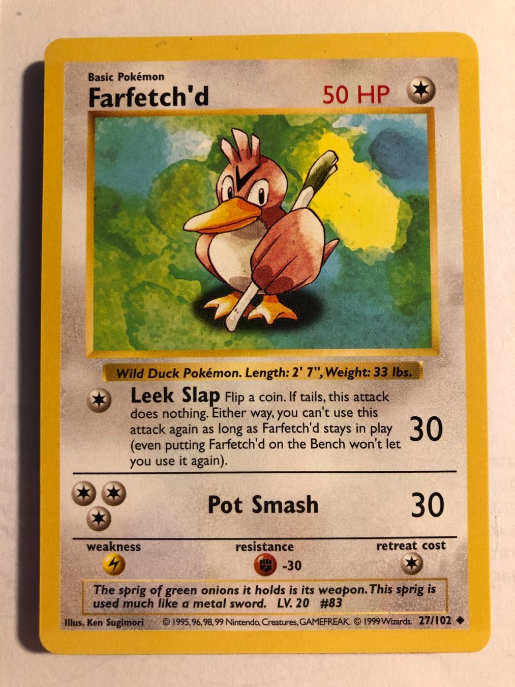 Sammelbilder & Trading cards: Farfetch'd  (uncommon) Base Set Shadowless - LP/NM - ab 1. – Gebraucht aus Giubiasco von dan_pr8b