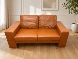 Ledersofa 2-Sitzer  Cognac/Braun 165cm guter Zustand