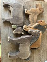Holztiere, Vintage Holzspielzeug, 4 Tiere