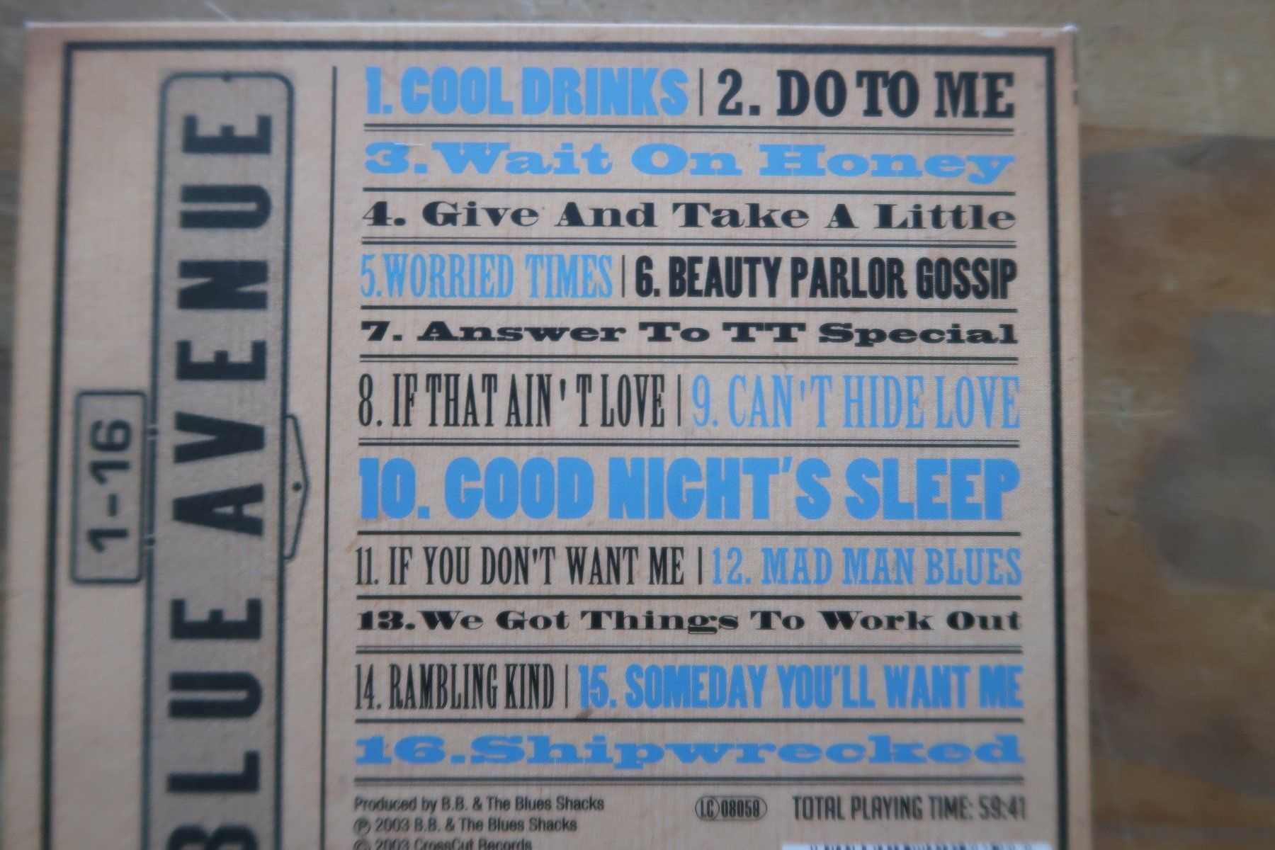 CD: B.B. & THE BLUES SHACKS - BLUE AVENUE - CD – Usato da Basel venduto da Patiscat 2
