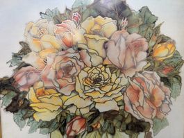 Wunderschönes Rosenbouquet Lithographie Edles Vintage