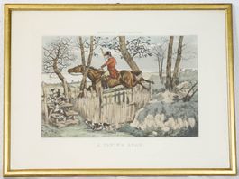 LAST CHANCE! Antiker Stich H.Alken "A Flying Leap" Jagdszene
