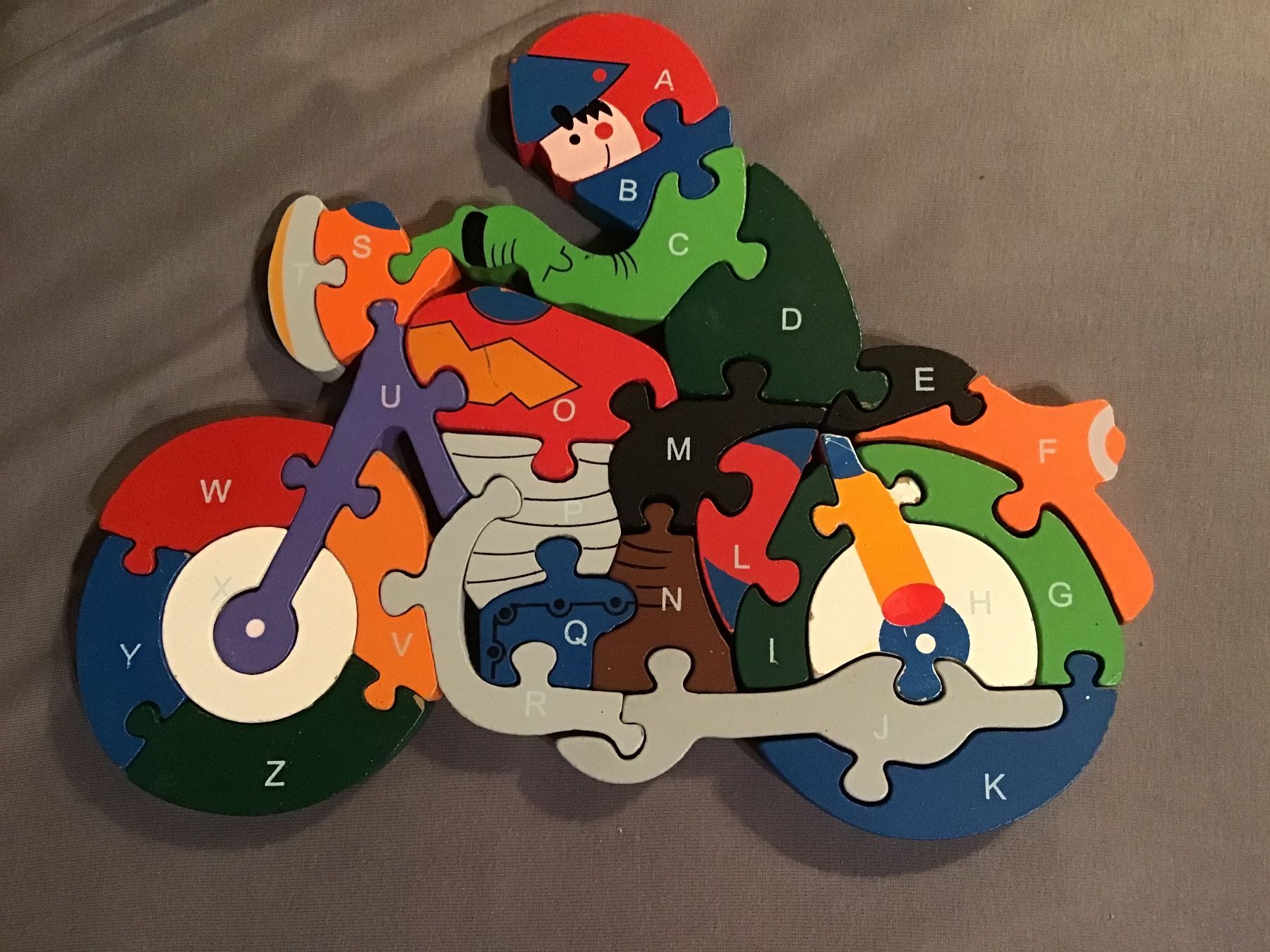 Puzzles: Holzpuzzle Motorrad mit Zahlen oder Buchstaben – Gebraucht aus Rüti ZH von Wernika1 1