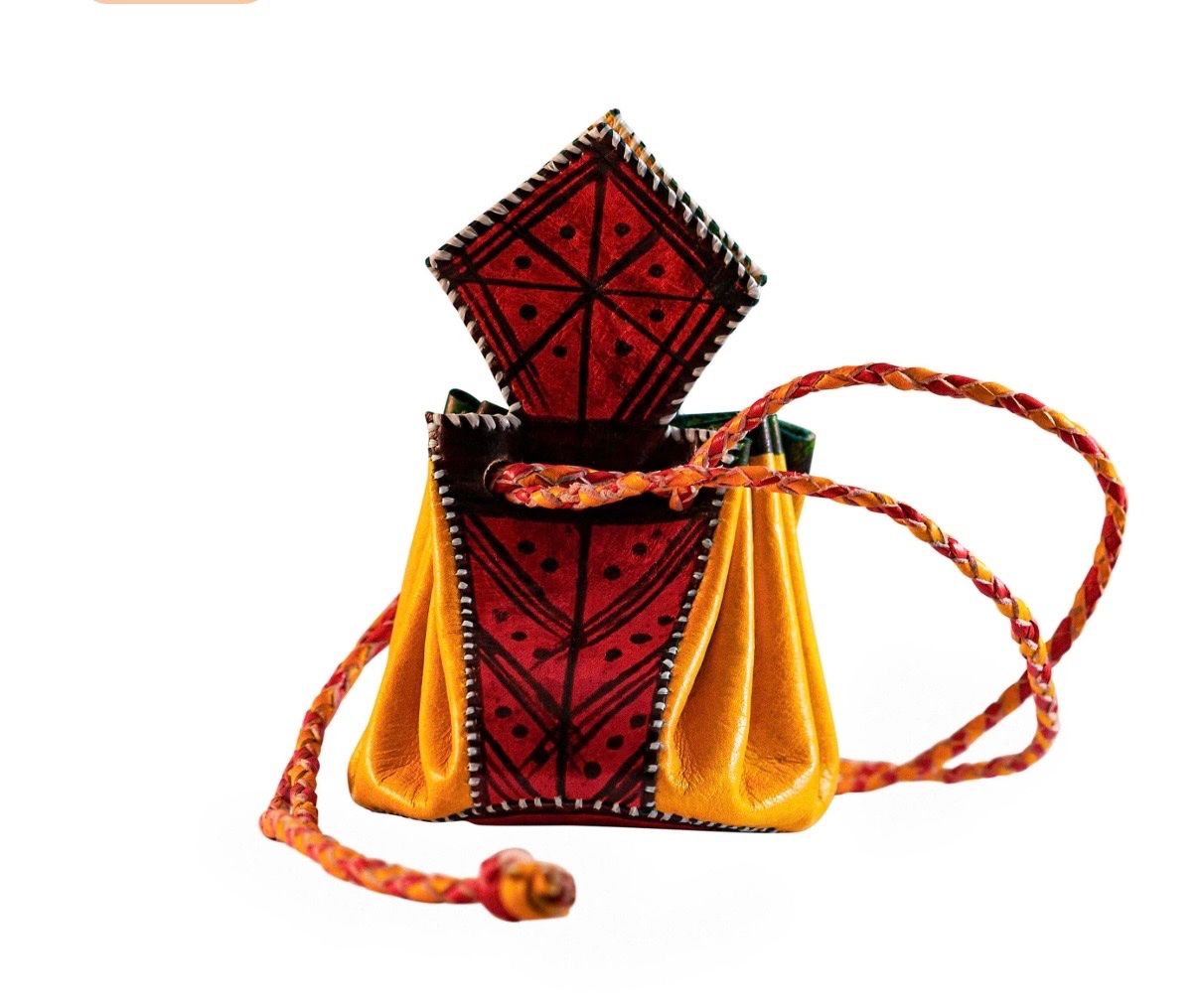 Portafogli: Schlussverkauf - Tuareg Lederbeutel gelb/rot klein – Nuovo e nell'imballaggio originale da Adliswil venduto da art-of-crafts