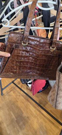 Braune Vintage Handtasche in Kroko Herbstlook!