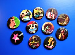ROCK, POP ANSTECKKNOPF, 11 STÜCK, 70er JAHRE