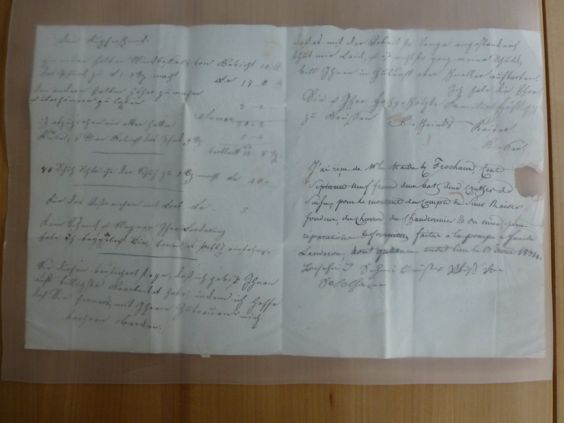 Dokumente: Solothurn nach Le Landeron??  1834, Rechnung – Gebraucht aus Bettlach von 1saurer 3