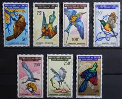 Kongo Congo Kat. 116-122 ** 1967 Kat. 50 Euro Vögel
