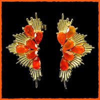 ♛ Oranger Opal (Feueropal) 925 Silberohrringe