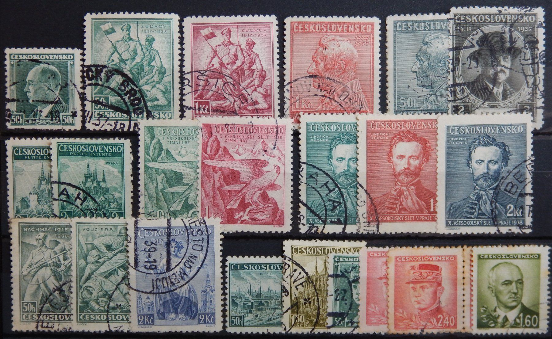 Alle Briefmarken: Tschechoslowakei CSSR Kat. 360-468 gest. 1937/45 – Gebraucht aus Zürich von Muehlekauf