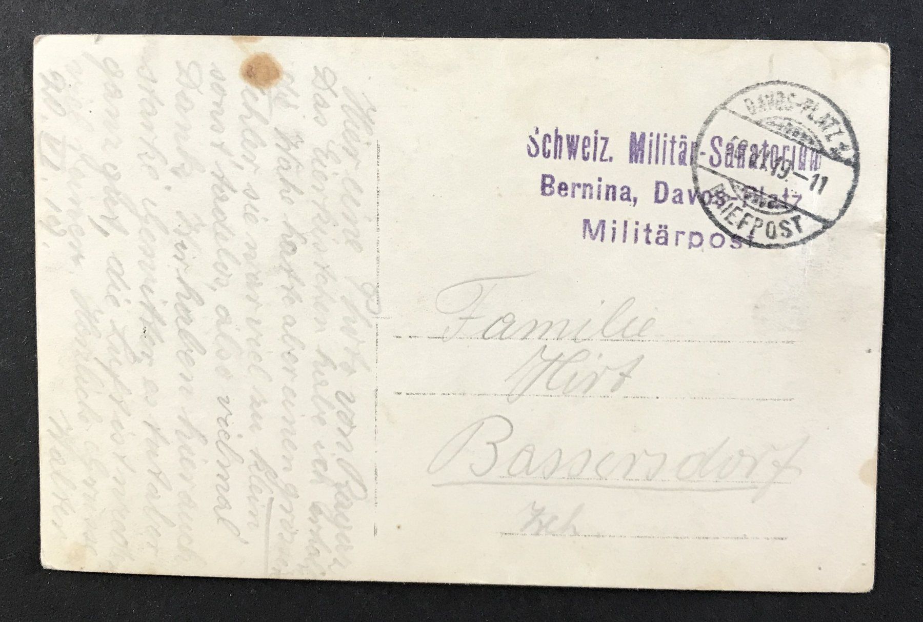 Cartoline postali: ANSICHTSKARTE SCHWEIZ.MILITÄR-SANATORIUM BERNINA – Usato da Ostermundigen venduto da wini63 1