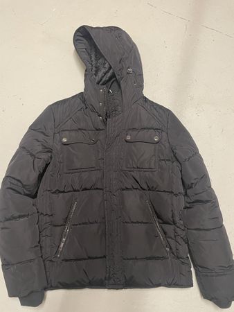Herren  Winter Steppjacke mit Kapuze schwarz Grösse 38 48