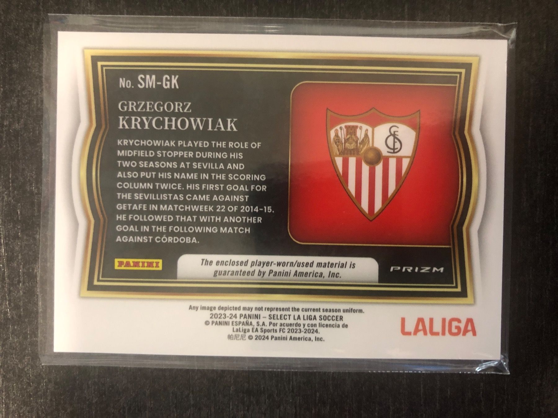 Topps Carte collezionabili: Panini Select Grzegorz Krychowiak player worn patch – Usato da Wangenried venduto da Garagara 1